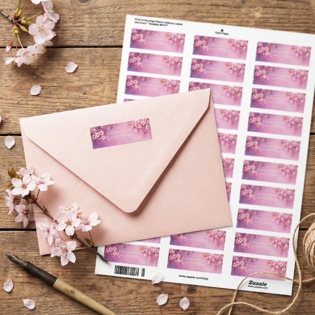 Bronze Leaf Violet Watercolor Cherry Blossom Label (Creator Uploaded)
