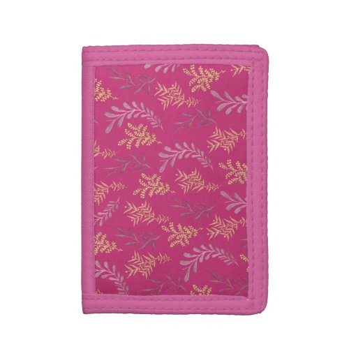 Bronze Leaves Patter Pink Wallet