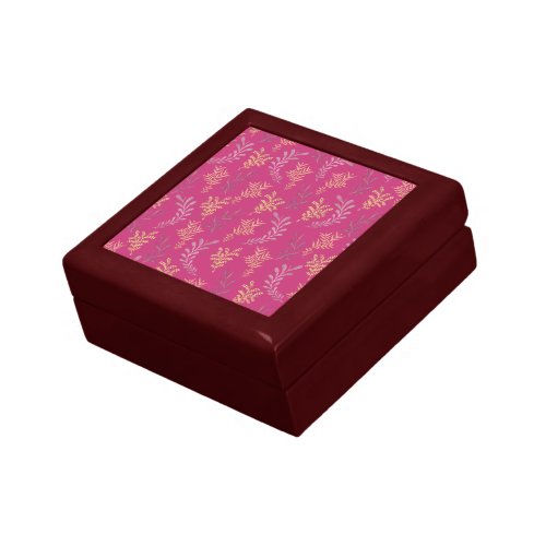 Bronze Leaves Pattern in Pink Gift Box