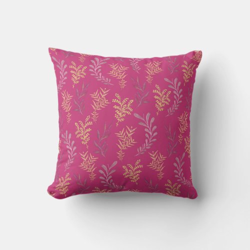 Bronze Leaves Pattern Throw Pillow