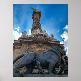 Bronze Lion, Angel of Independence Poster
