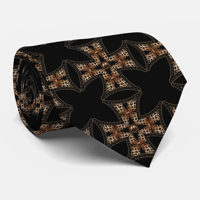 Bronze Maltese Cross Neck Tie (Rolled)