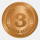 Bronze medal 3rd place winner classic round sticker