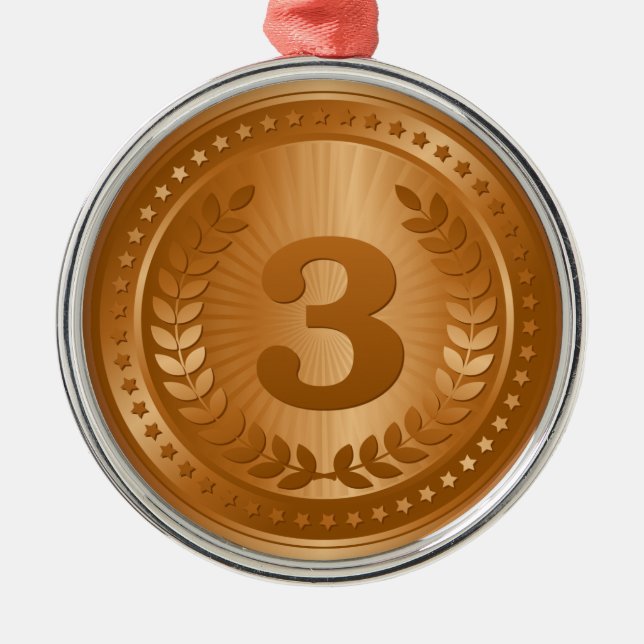Bronze medal 3rd place winner metal ornament (Front)