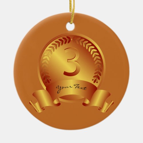 Bronze Medal Custom text Three Award Winner Ceramic Ornament