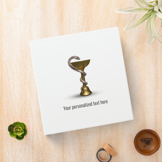 Bronze Medical Bowl Hygieia White Snake Caduceus 3 Ring Binder (In Situ)