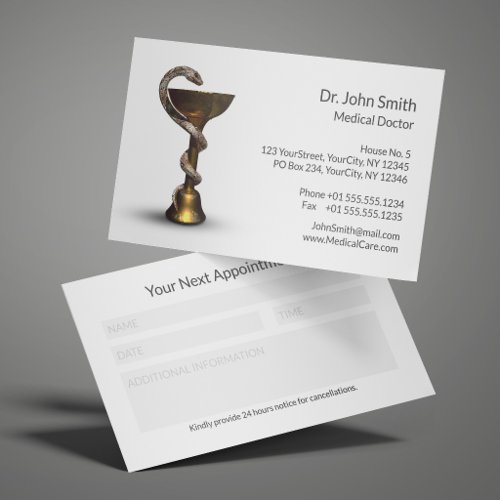 Bronze Medical Bowl of Hygieia Reminder Notes Box Appointment Card