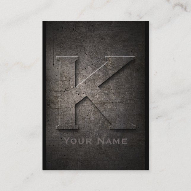Bronze Metal Monogrammed K Business Card (Front)