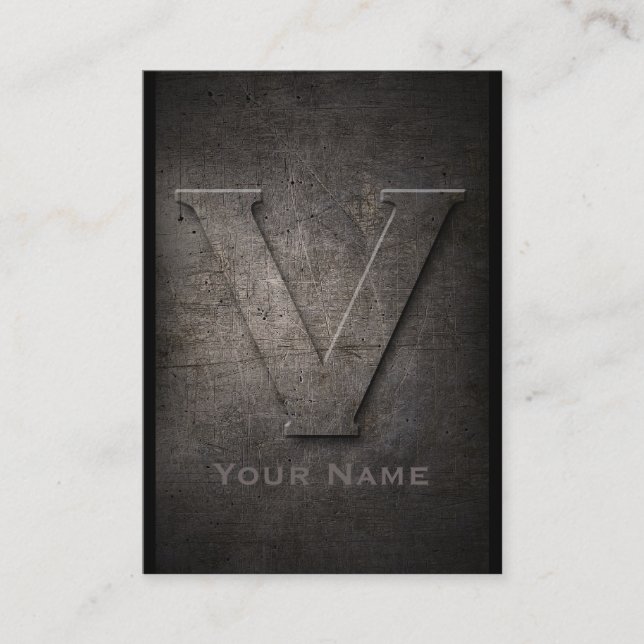 Bronze Metal Monogrammed V Business Card (Front)