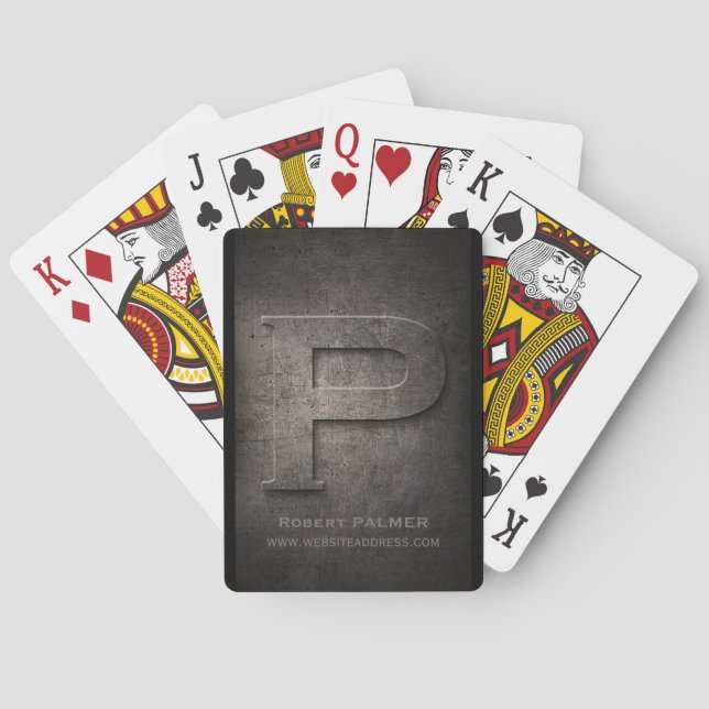 Bronze Metal P Monogram Customizable Playing Cards (Back)