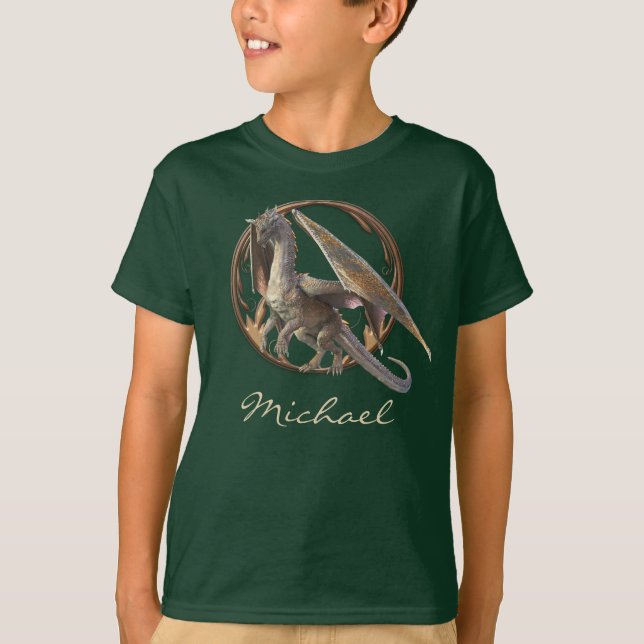 Bronze Metallic Dragon Personalized T-Shirt (Front)