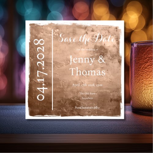 Bronze Metallic Elegant Save the Date Invitation