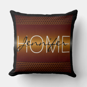 Bronze Metallic Holes Metal Look Monogram Throw Pillow