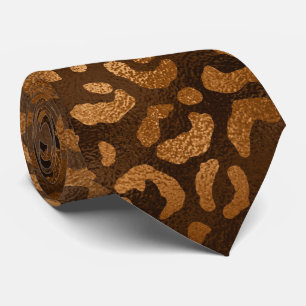 Bronze Metallic Leopard Print Neck Tie