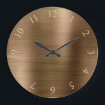 Bronze Metallic Minimal Glitter Gold US UK Numbers Large Clock<br><div class="desc">Unique minimal and decorative 
Corresponds to actual fashion trend in home decor.
You can change the shape and color of the hand.</div>