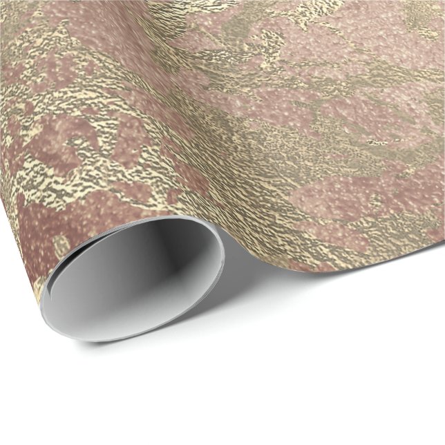 Bronze Molten Rose Gold Marble Copper Metallic Wrapping Paper (Roll Corner)