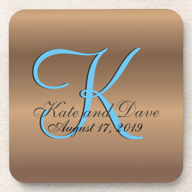 Bronze Monogram Amazing Fab Drink Coaster (Front)