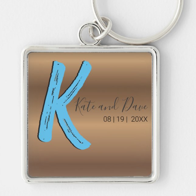 Bronze Monogram Amazing New Epic Wedding Fab  Keychain (Front)