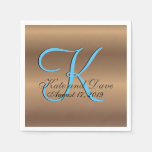 Bronze Monogram 🔑 Stylish Pecan  Paper Napkins