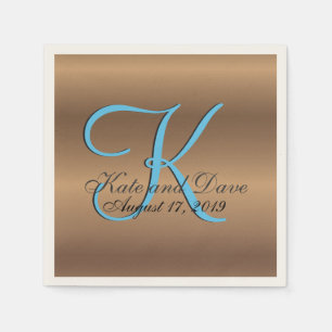 Bronze Monogram 🔑 Stylish Pecan Paper Napkins