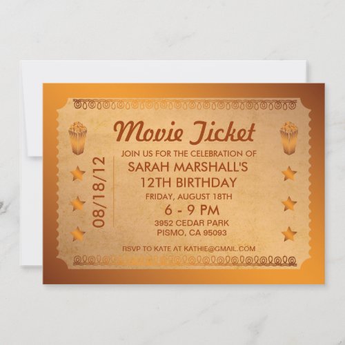 Bronze Movie Ticket Invitation