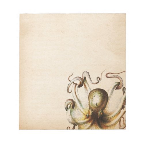 Bronze Octopus Aged Sepia Steampunk Travel Notepad