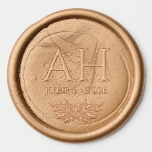 Bronze Olive Branch Monogram Wedding Wax Seal Stic Sticker