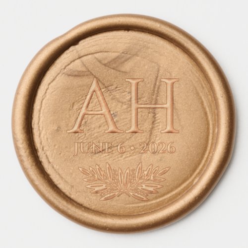 Bronze Olive Branch Monogram Wedding Wax Seal Stic Sticker