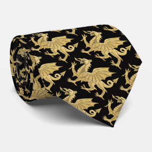 Bronze on Black Y Ddraig Goch Neck Tie