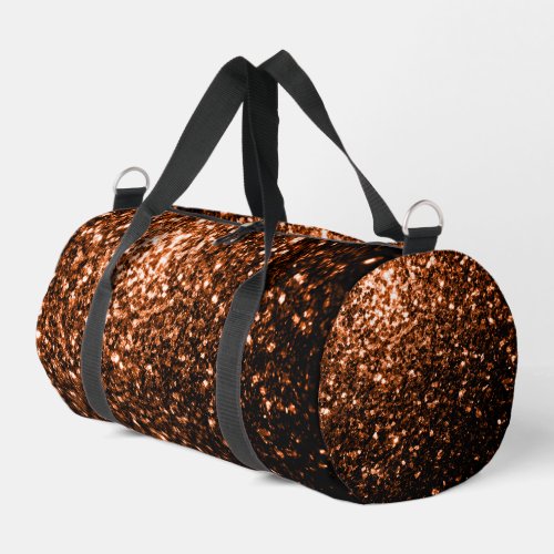 Bronze orange brown copper faux glitter sparkles duffle bag