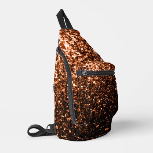 Bronze orange brown copper faux glitter sparkles sling bag