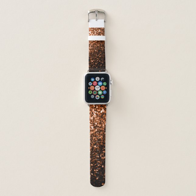 Bronze orange brown copper faux glitters sparkles apple watch band (Front)