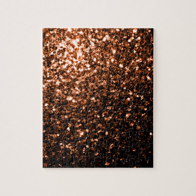 Bronze orange brown copper faux glitters sparkles jigsaw puzzle (Vertical)