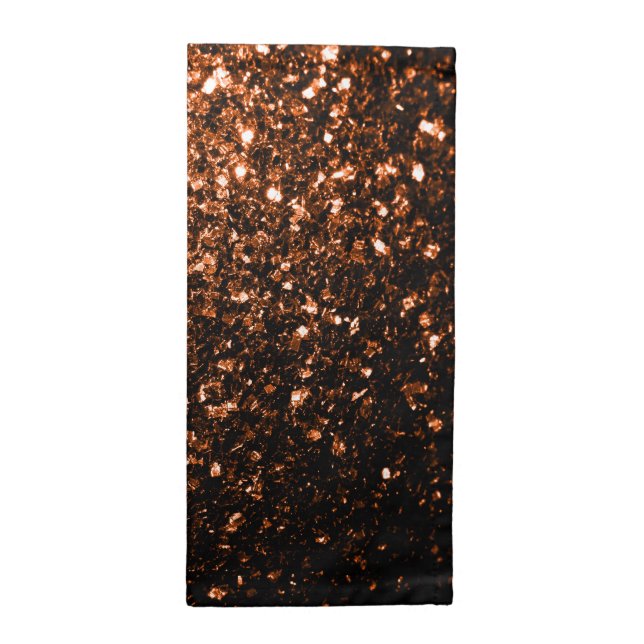 Bronze orange brown copper faux glitters sparkles napkin (Half Fold)