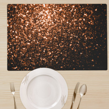 Bronze Orange Brown Copper Faux Glitters Sparkles Placemat by PLdesign at Zazzle