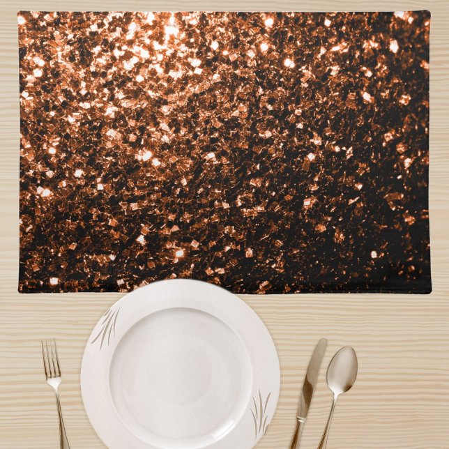 Bronze orange brown copper faux glitters sparkles placemat (Creator Uploaded)