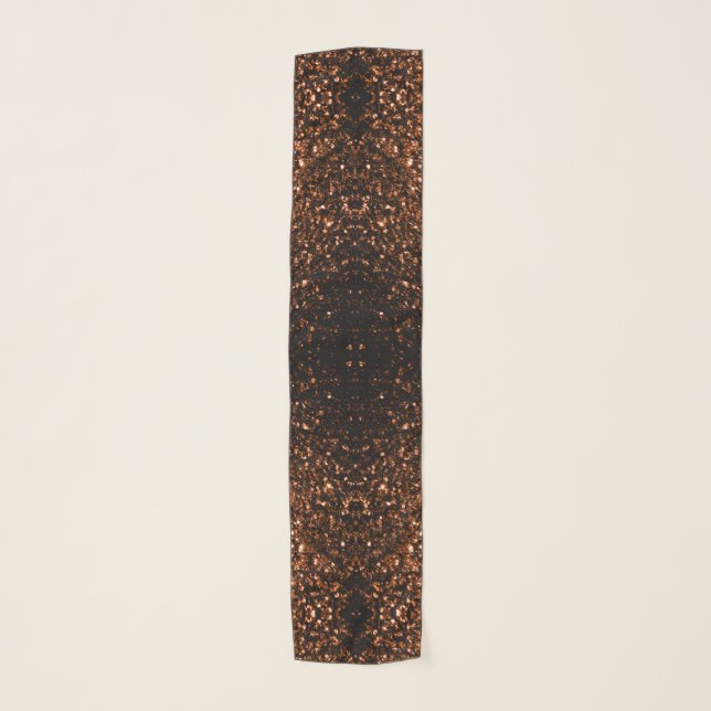 Bronze orange brown copper faux glitters sparkles scarf (Front)