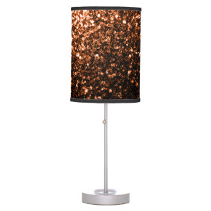 Bronze orange brown copper faux glitters sparkles table lamp