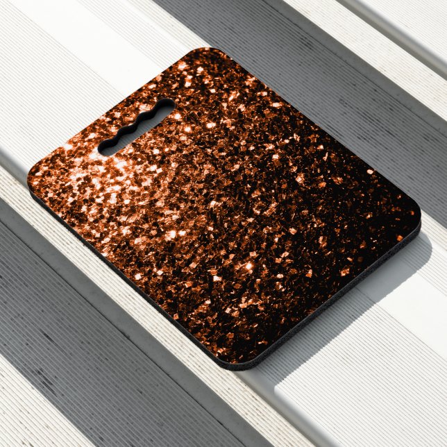 Bronze orange brown faux glitter sparkles seat cushion (In Situ)