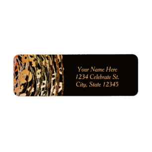 Bronze Orange Cheetah Exotic Party Invitation Label