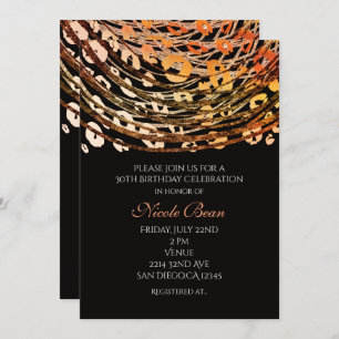 Bronze Orange Cheetah Exotic Party Invitations