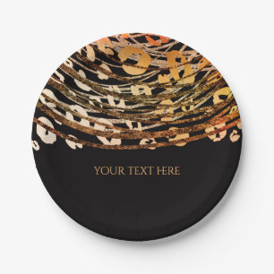 Bronze Orange Cheetah Exotic Print Party Paper Plates