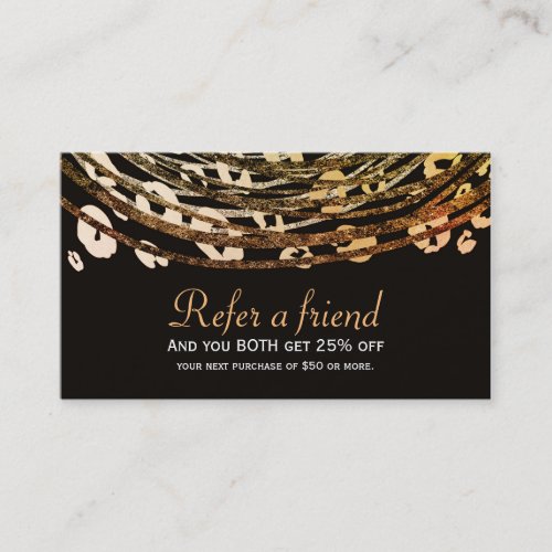 Bronze Orange Cheetah Exotic Refer a Friend Client Referral Card