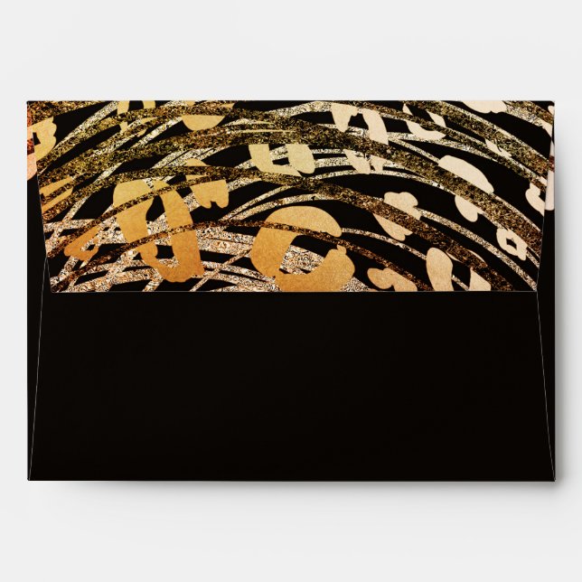 Bronze Orange Cheetah Print Exotic Invitation Envelope (Back (Top Flap))