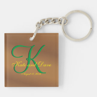 Bronze Pecan 3d Monogram Keychain