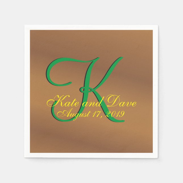 Bronze Pecan 3d Monogram Napkins (Front)