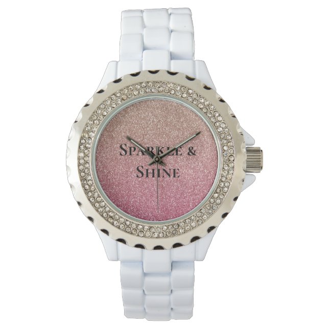 Bronze Pink Faux Glitter Watch (Front)