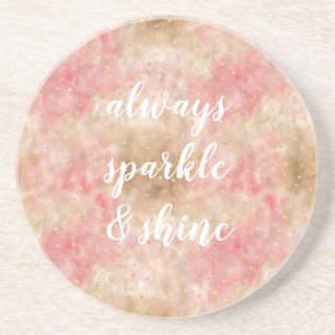 Bronze Pink Gold Watercolor Confetti Coaster
