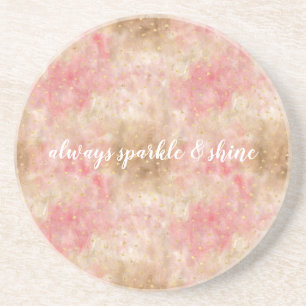 Bronze Pink Gold Watercolor Confetti Coaster