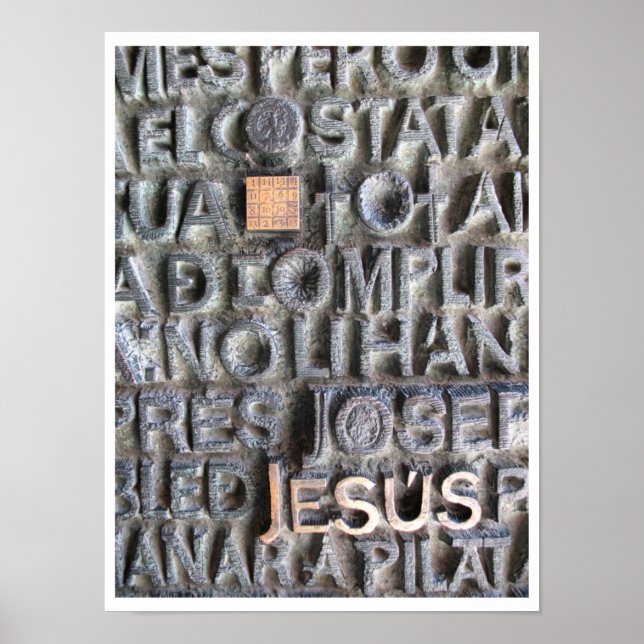 Bronze Plaque Jesus Sagrada Familia Photo Poster (Front)